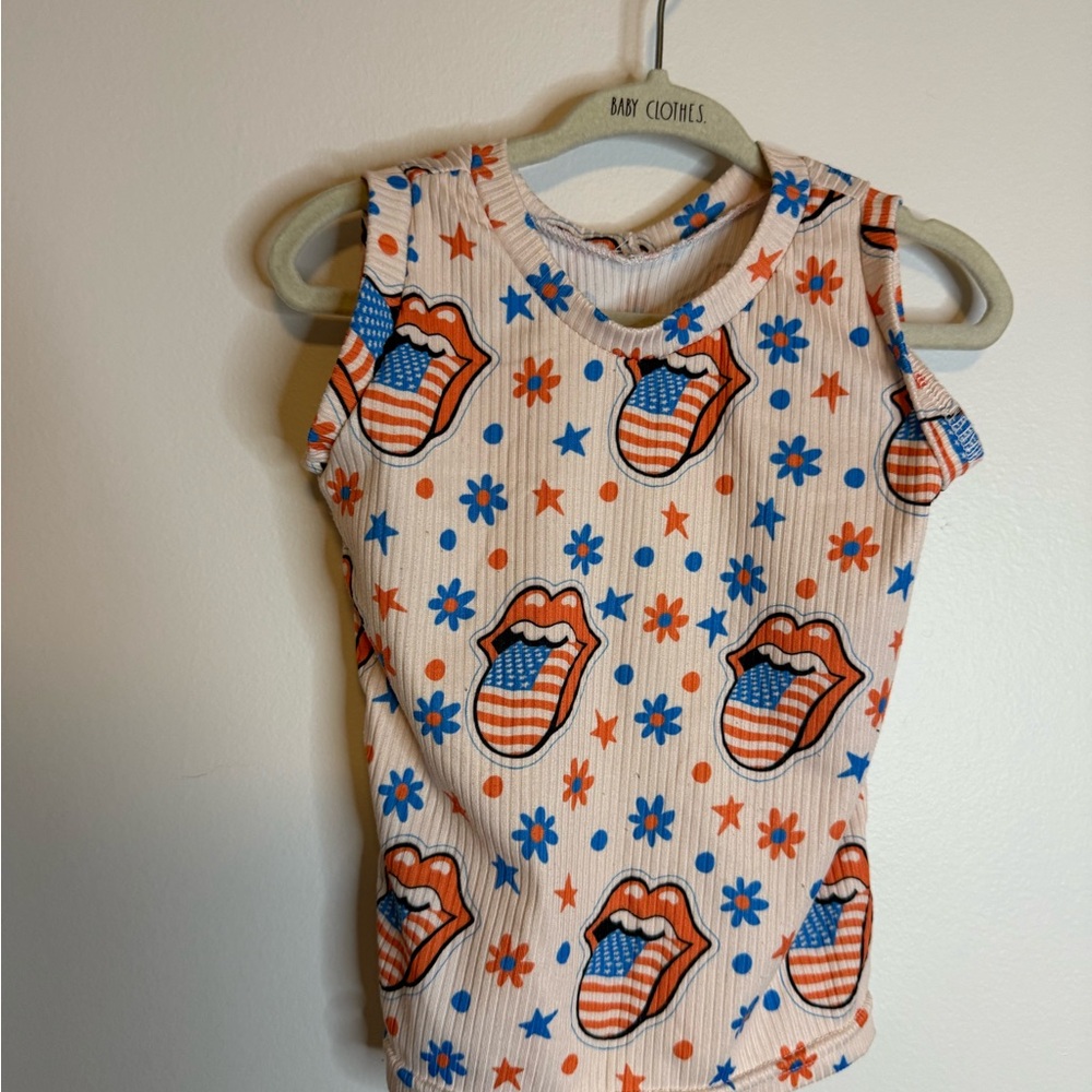 Girls' Sleeveless Graphic Tank Top - Blue & Orange